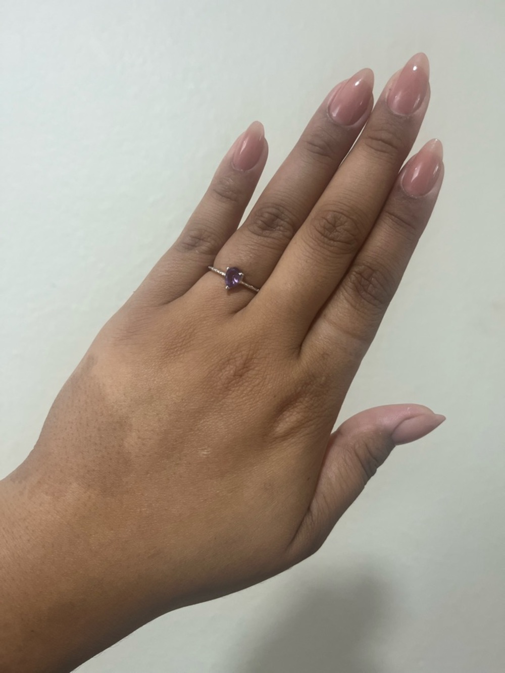 S925 Sterling Silver Dainty Amethyst Ring